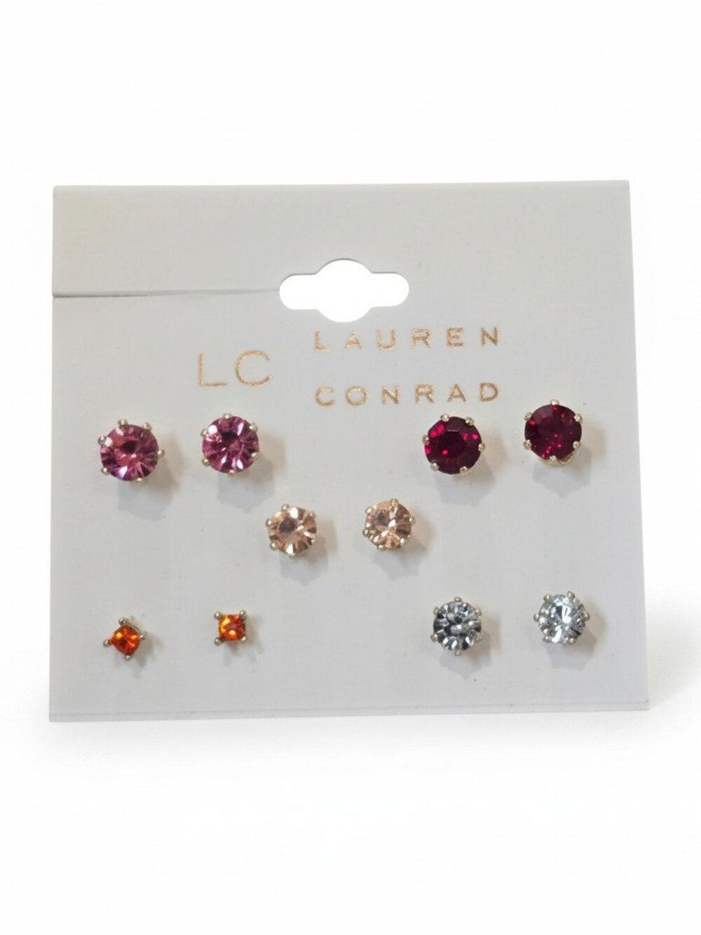 LC Lauren Conrad Women's Stud Earrings Gold Plated Multi Color NWT